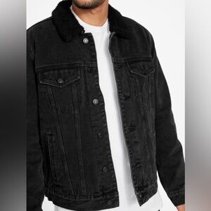 GUESS Black Wash Guess Braun Sherpa Lined Denim Jacket Sz XXL